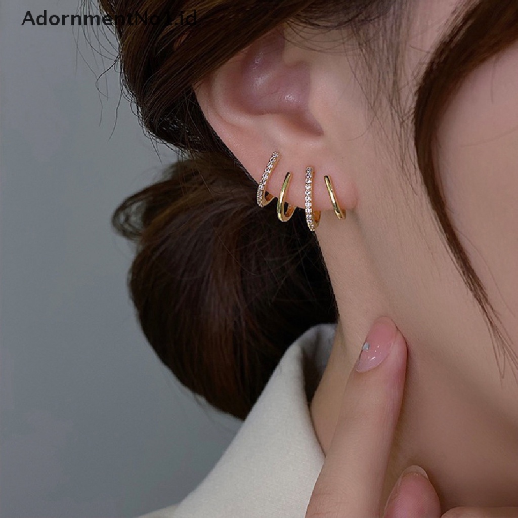 [AdornmentNo1] Korea Earing Claw Ear Hook Klip Anting Untuk Wanita Cabang Empat Setg Warna Emas Anting Telinga Perhiasan Fashion Hadiah Tahun Baru [ID]