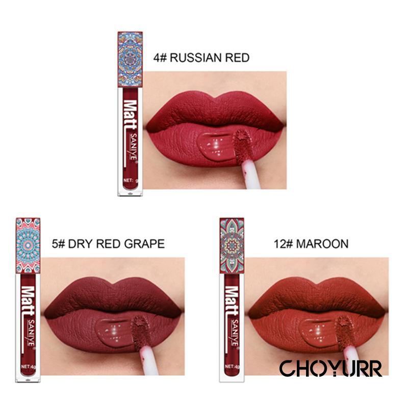 【COD】SANIYE Fashion Girls Matte Lip Gloss Liquid Lip Tint Matte Lipcream Tahan Air Lipstik Waterproof-CH