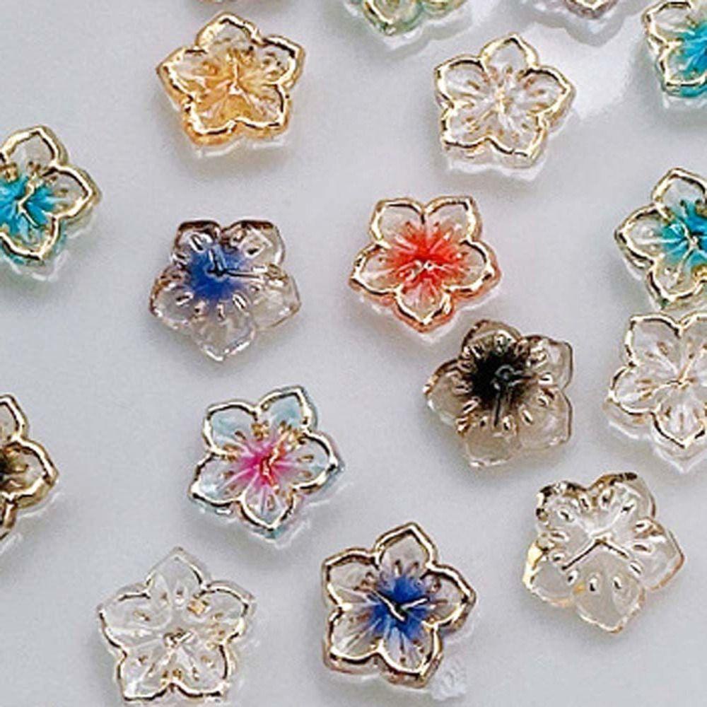 AUGUSTINA Agustina Bunga Hiasan Kuku Resin Fashion Bauhinia Flowers Perhiasan Nail Art Jepang Nail Art Manicure Aksesoris