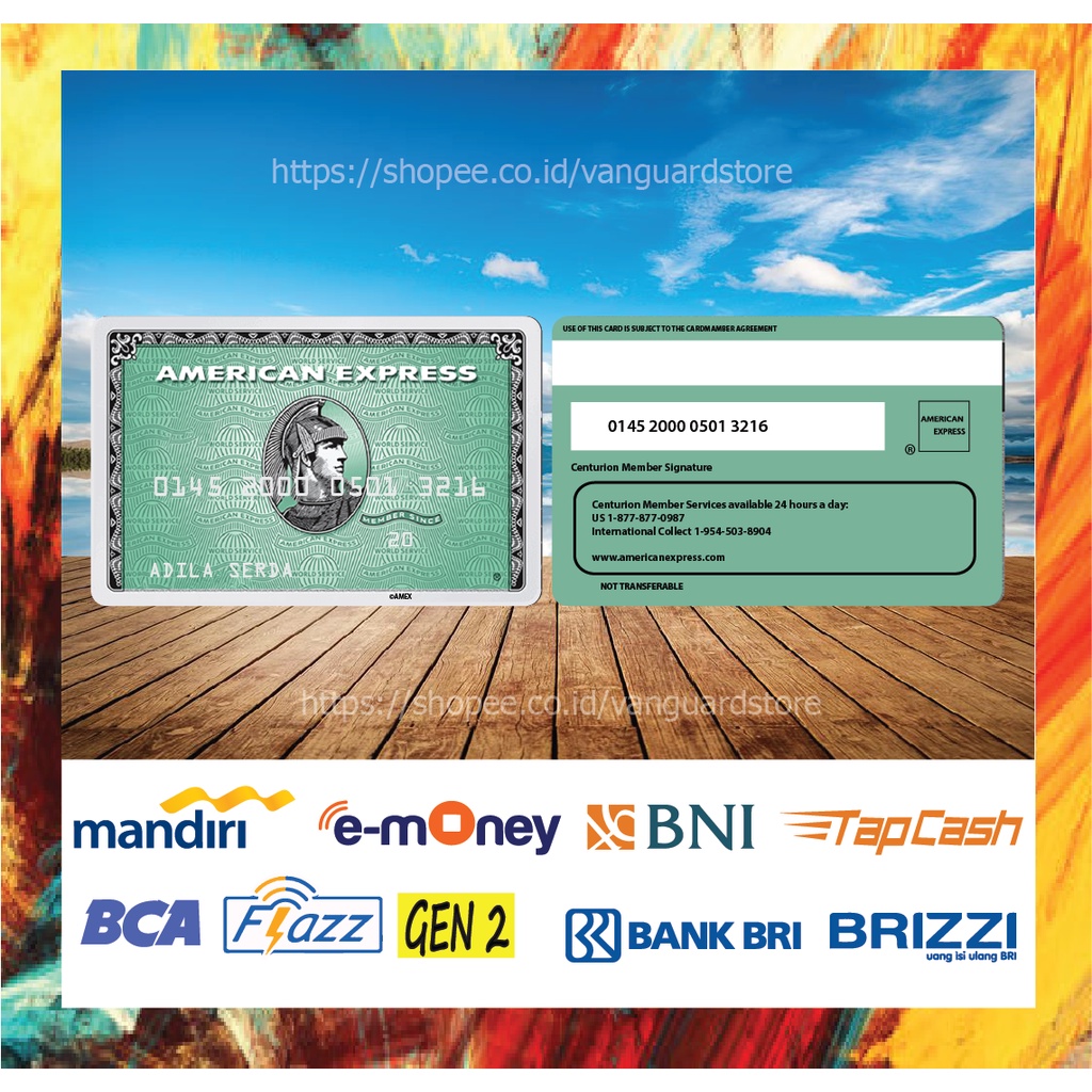 KARTU E MONEY E TOLL KARTU AMERICAN EXPRESS GREN 6 DEBIT CREDIT EMONEY MANDIRI FLAZZ BCA BNI TAPCASH BRIZZI BRI - 2 SISI