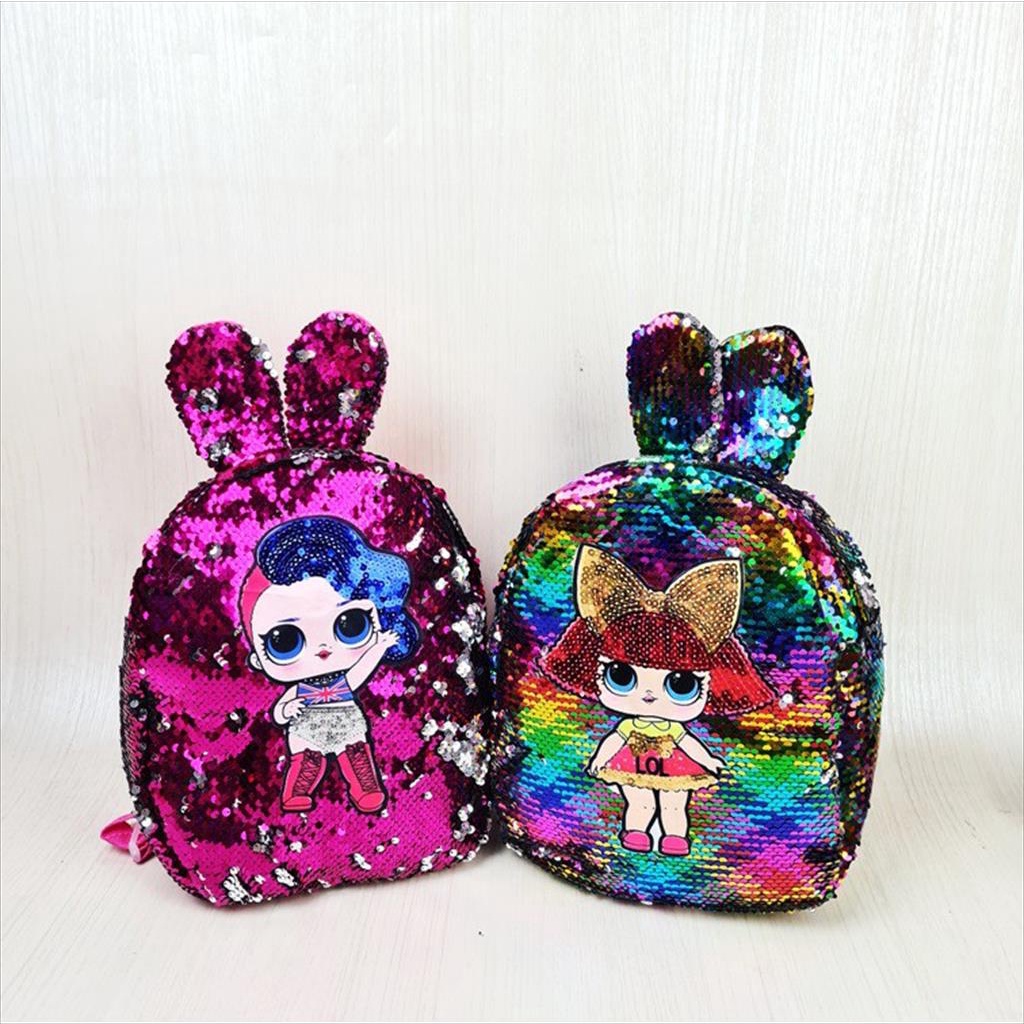 LS 417 - Ransel Anak LOL Gliter LED Tas Anak LOL Lampu Led Sequin Tas Sekolah Ngaji TK PAUD SD