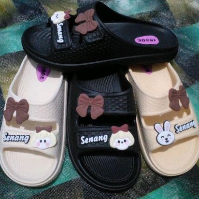 Irsoe 218 - Sendal Kokop Karet Wanita Ban Dua Motif Kelinci 36-40