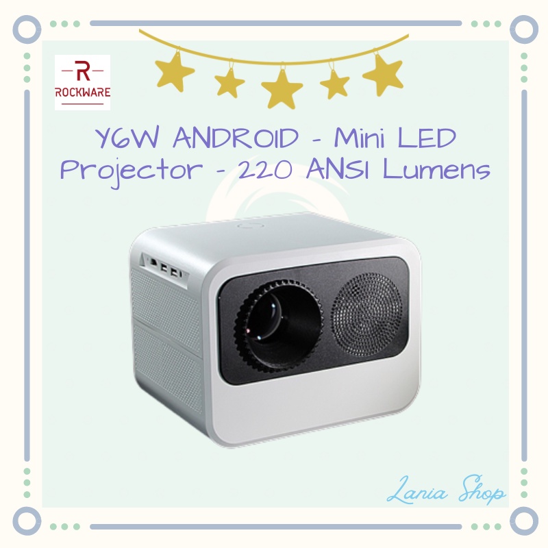 ROCKWARE Y6W ANDROID - Proyektor Mini LED Projector - 220 ANSI Lumens