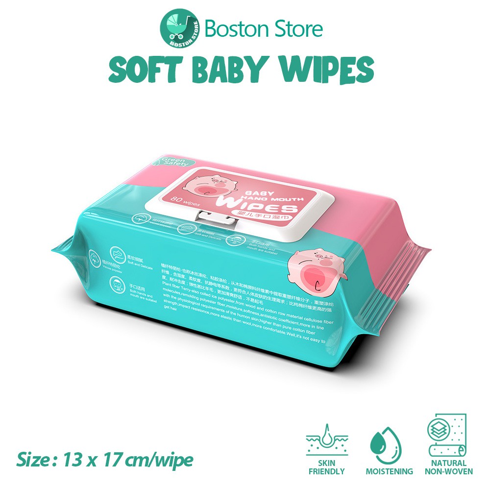 Bostonstore Tissue basah bayi / Baby Wipes Ganti popok / 80 lembar per bungkus