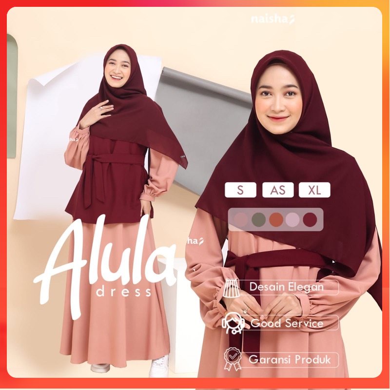 Naisha Official /  Alula Dress/ Dress 3 in 1 Dilengkapi Vest / Overall Dress Rompi /  Dress Korea / 