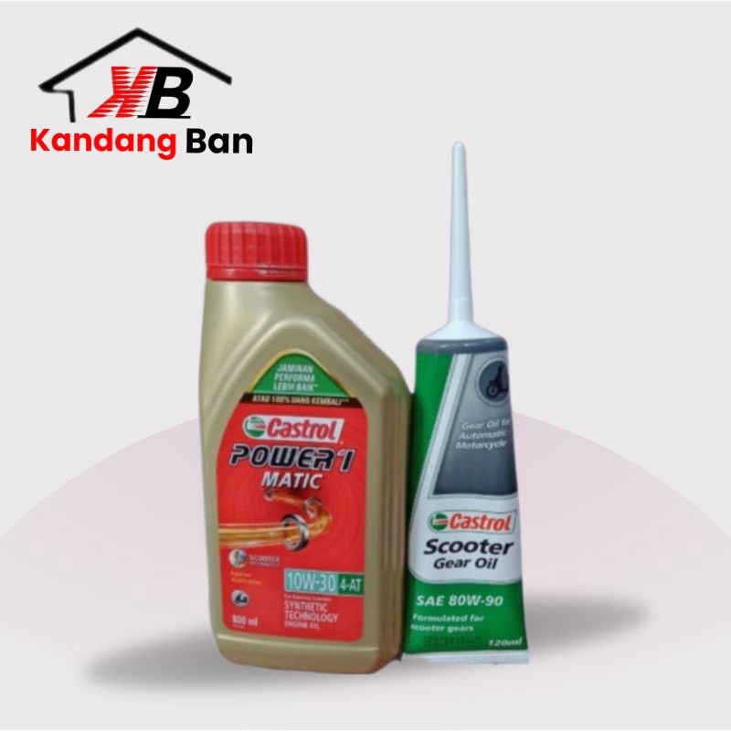 PAKET OLI MATIC CASTROL POWER 1 10W-30 0.8L + OLI GARDAN CASTROL 120 ML , ORIGINAL UNTUK SEMUA MATIC