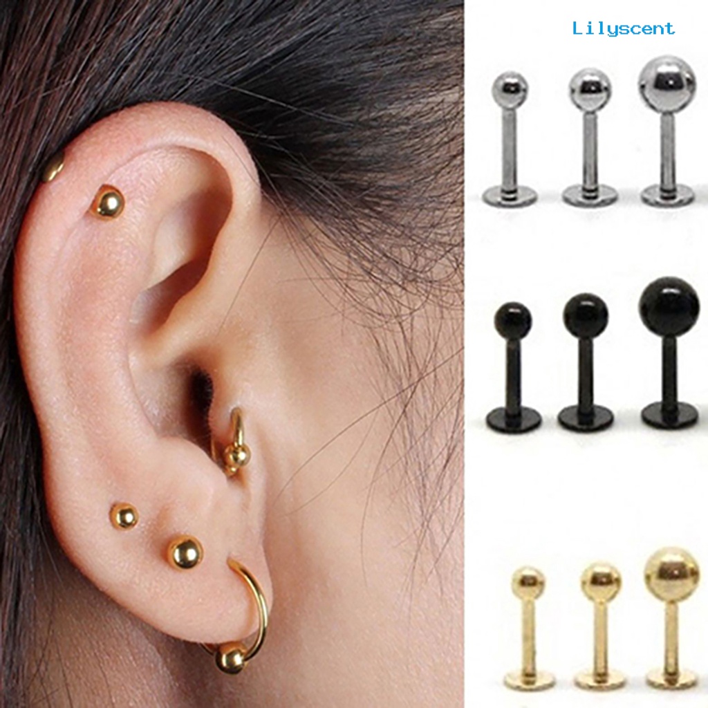 [LS] Ear Studs Simple Easy Matching Titanium Steel Bentuk Barbel Anting Wanita Helix Tragus Untuk Pesta