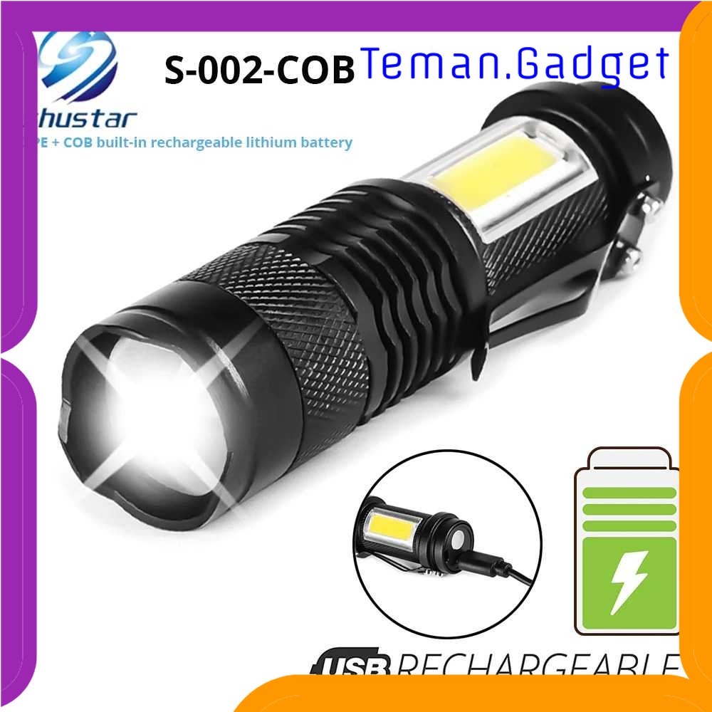 TG-SNT Shustar Senter LED Mini Flashlight USB Rechargerable XPE + COB - S-002