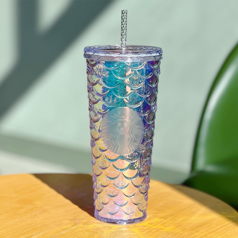 710ML Starbucks Mermaid Scales Cup Fish Scale Cup Starbucks Tumbler Cangkir Jerami Starbucks Mug