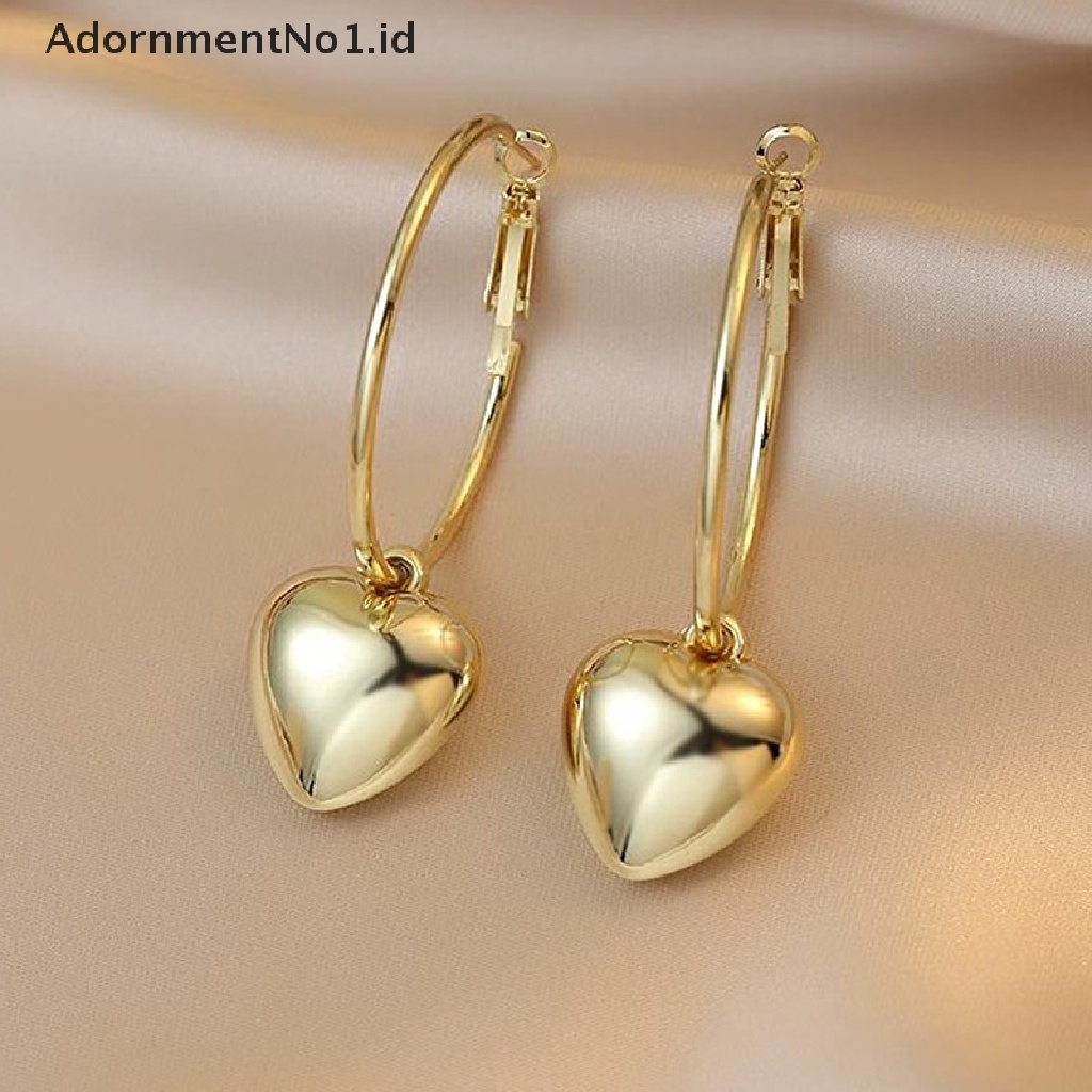 [AdornmentNo1] Anting Tusuk Hati Sederhana Untuk Wanita Warna Emas Kepribadian Stud Earrings Gadis Korea Fashion Perhiasan Hadiah Ulang Tahun [ID]