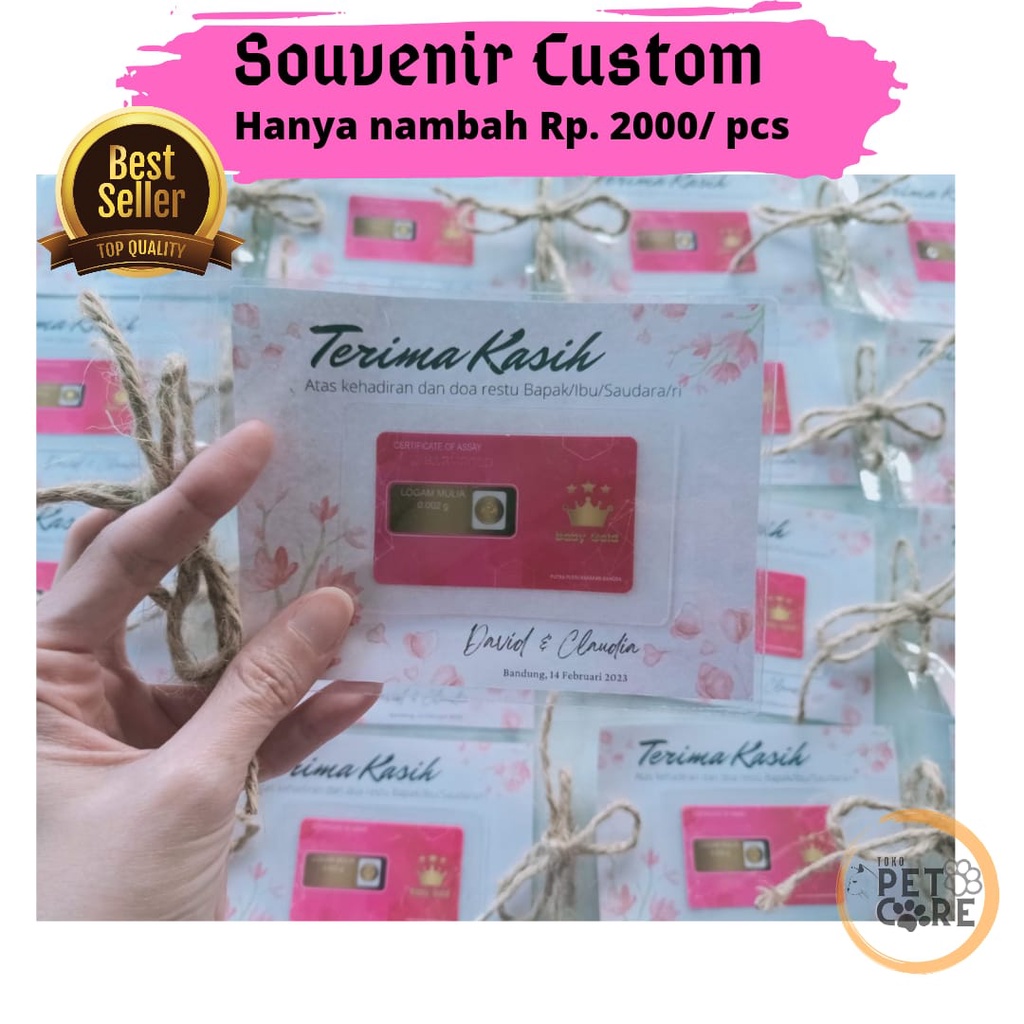 ( TAMBAHAN Kemasan )Souvenir Custom Wedding Pernikahan Ulang Tahun Hadiah Sunat Congrat EMAS 24K