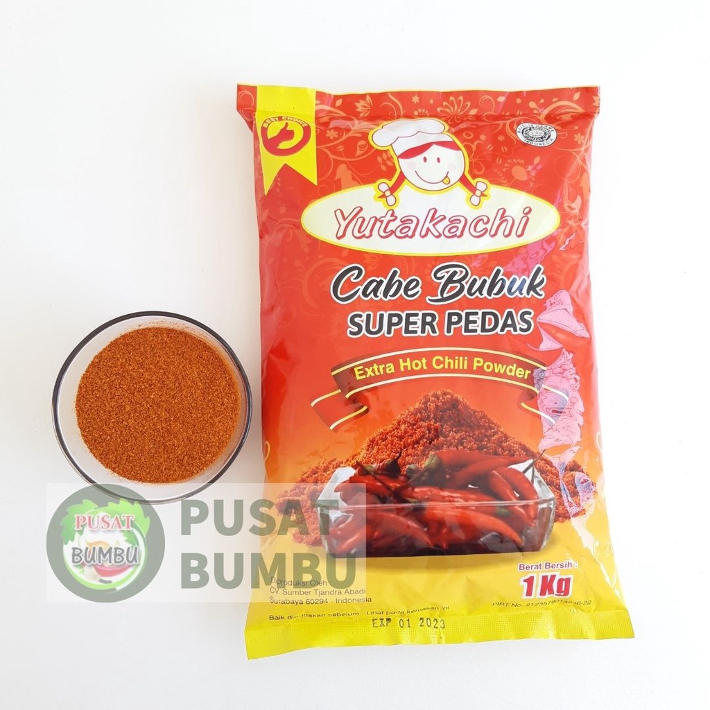 Cabe Bubuk Super Pedas 1Kg Yutakachi / Chili Powder Extra Hot 1 kg / Gochugaru / Cabe bubuk asli halus kasar /  Bumbu Tabur Keripik / Bubuk Tabur Kerupuk / Cabai bubuk Makaroni Basreng Seblak / Pusat Bumbu