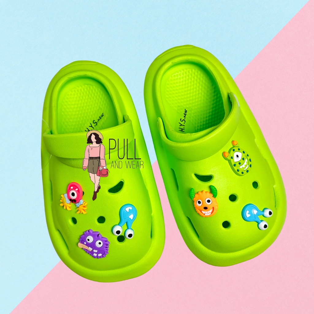 Sandal Bakpao Kodok Anak Cewek Baim Fuji Mainan Jibbitz Minmie Toy Story Platform Tebal Super Ringan Cute Pretty