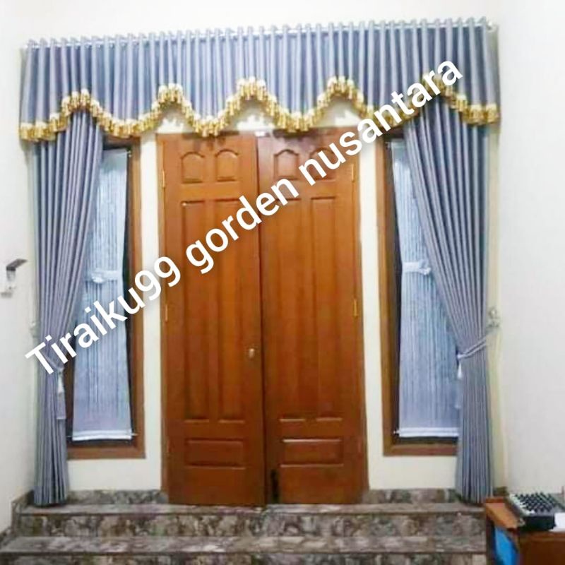 gorden poni 1 set hordeng pintu tengah korden jendela pintu utama