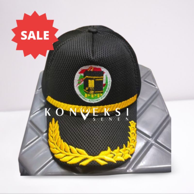 topi partai ppp hitam list kuning terbaru bordir