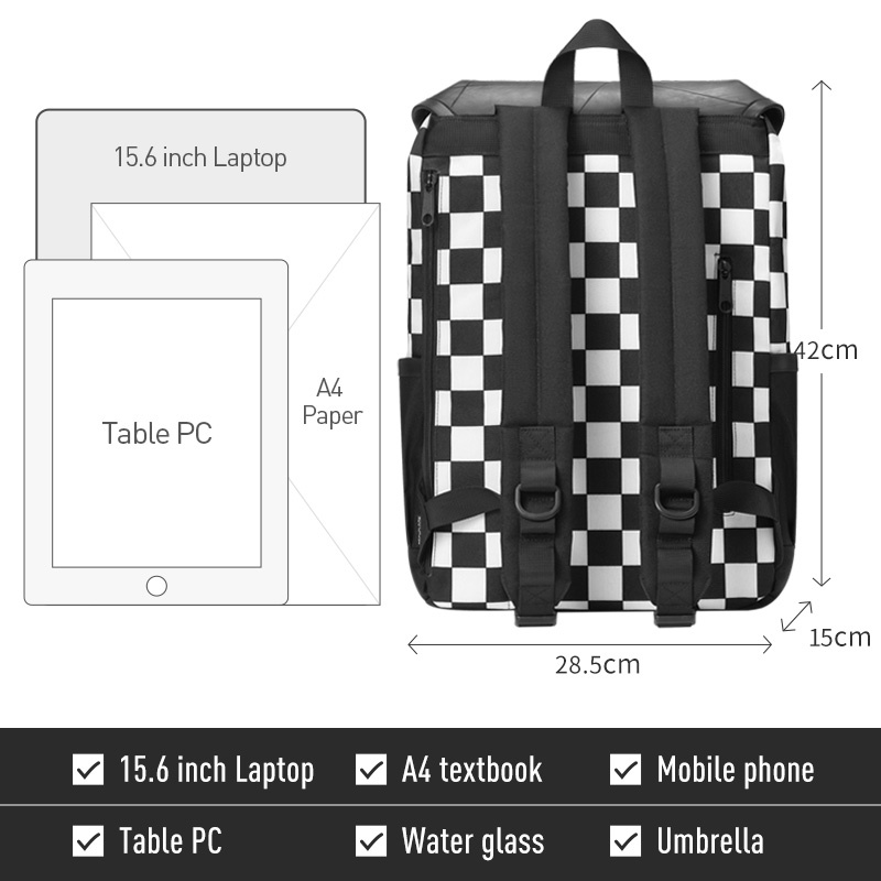 MAH Young Tour  Papan Catur Laptop Backpack Tas Sekolah Portabel Tahan Air