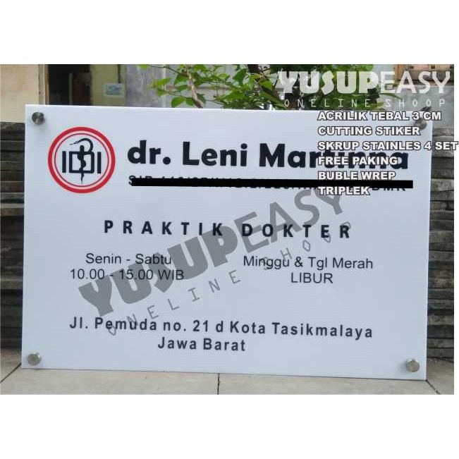 

Paja Cin062- Plang Praktek Papan Akrilik 50 X 30 Cm Untuk Dokter Bidan Pera