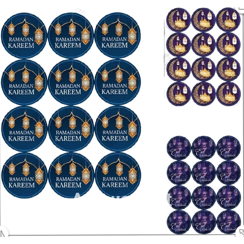 120 PCS stiker eid mubarak 3,8 CM / stiker ramadan kareem / sticker untuk hamper lebaran ukuran BESAR