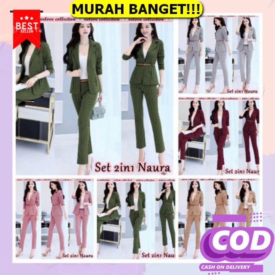Setelan Wanita// Setelan Korea //Atasan //Dres// Rok //Baju Set Set 2In1 Naura / Setelan Blazer Kant