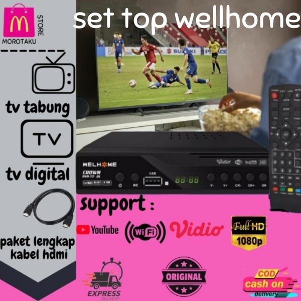 SET TOP BOX DIGITAL WELHOME RECEIVER DVB T2 SET TOP BOX NOISE DIAMOND BUKAN SET TOP BOX POLYTRON NOT