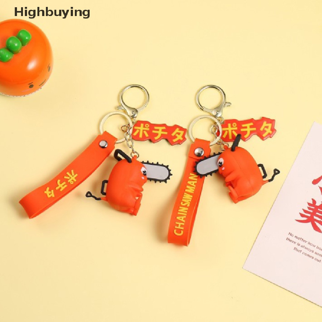 Hbid New Anime Chain Man Keychain Lucu Lembut Karet Pochita Gantungan Kunci Mobil Denji Makima Key Chains Bag Pendant Key Holder Pasangan Hadiah Glory