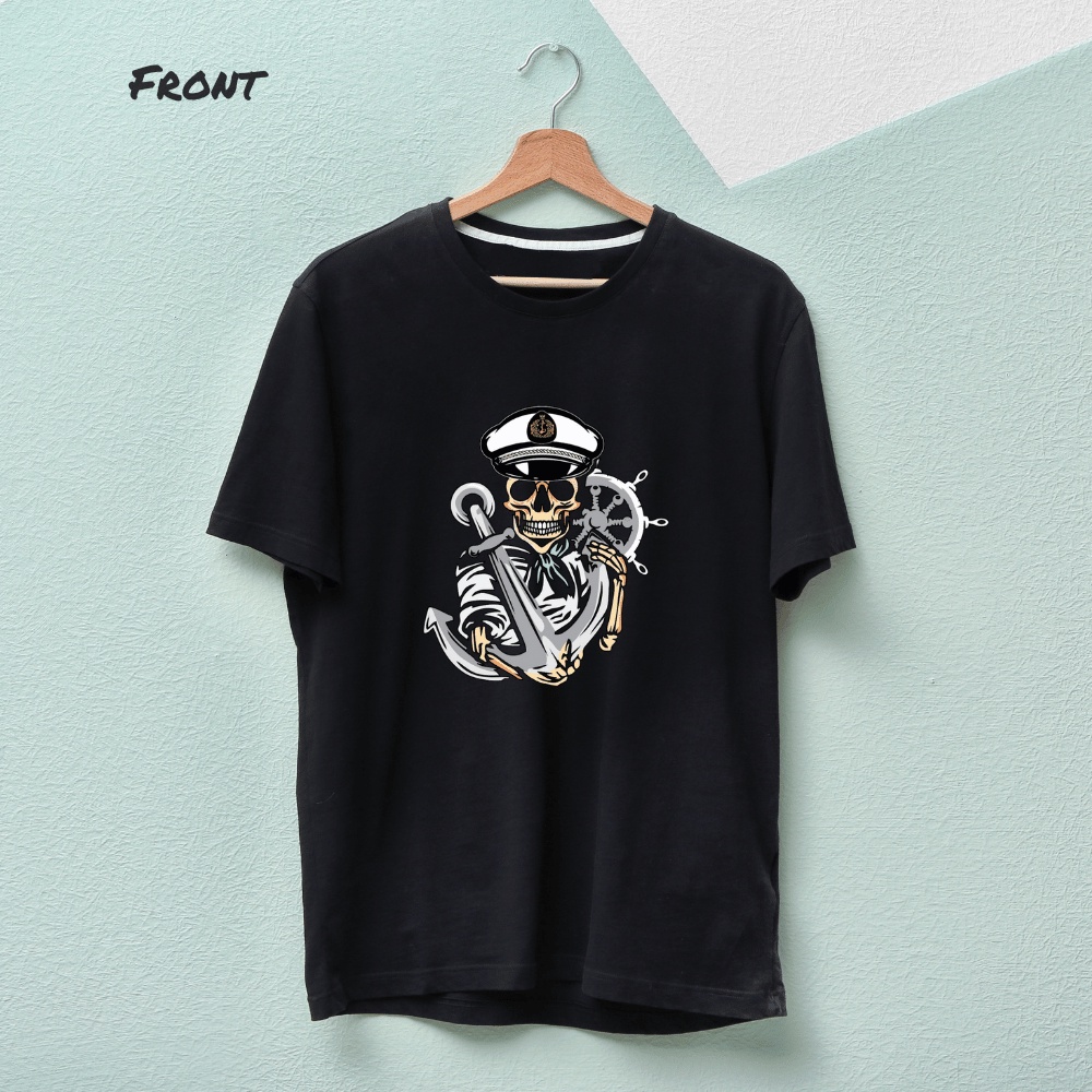 Kaos Pria Combed 30s Skull Navy