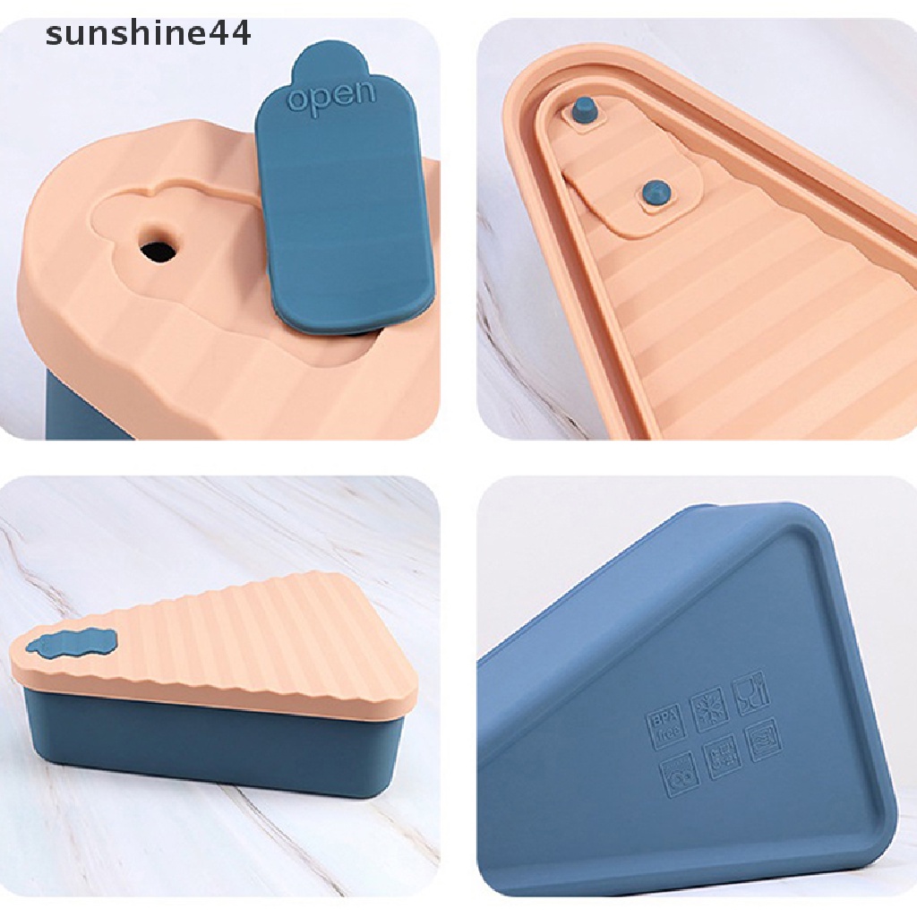 Sunshine 1Pc Reusable Silicone Pizza Box Wadah Pizza Portable Segitiga.