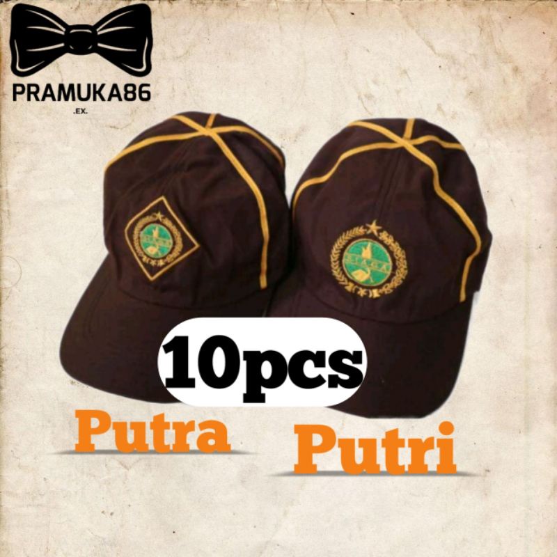 (10pcs) Topi Pramuka Siaga SD Putra &amp; Putri Bordir