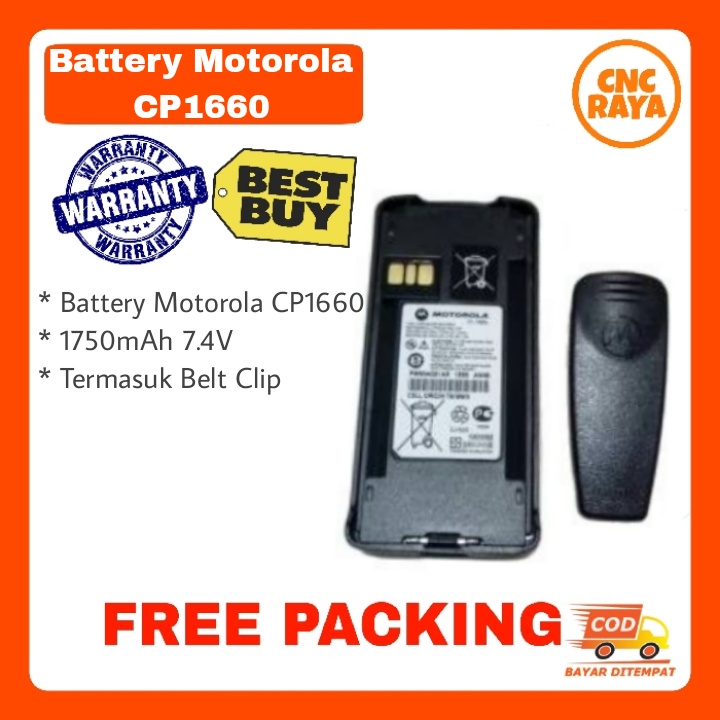 Battery HT Motorola CP1660 CP1300 + Beltclip Sabuk / Baterai CP-1660 CP 1660 Batrai Motolora FREE BELTCLIP klip sabuk - Walkie talkie Handy talky