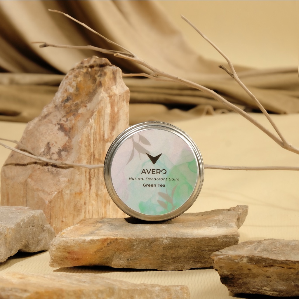AVERO Paket Bundle 2 G - Solid Deodoran Ketiak Alami Tanpa Alkohol, Alumunium & Pengawet  & Penyegar Mulut-Green Tea