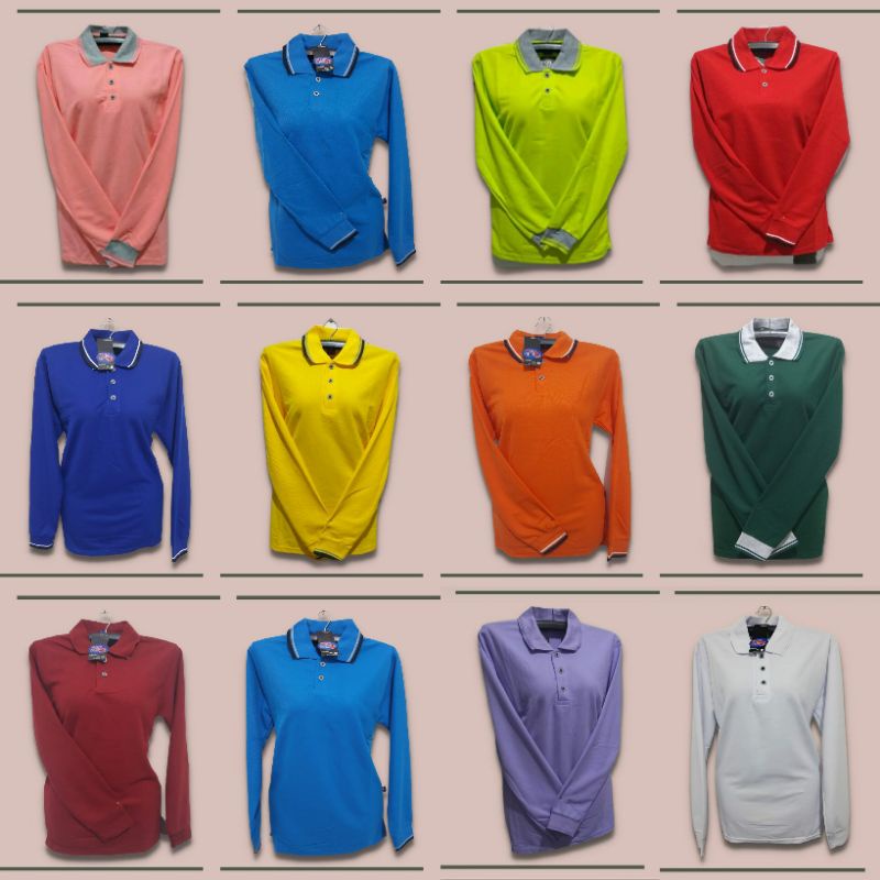 kaos krah lengan panjang seragaman pria/wanita