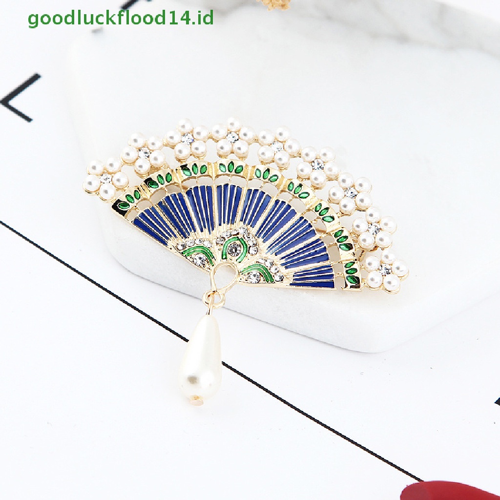 [GOOGFOUR] Enamel Pin Vintage Bros Untuk Wanita Pesona Mutiara Imitasi Syal Setelan Broche Broach [TOP]