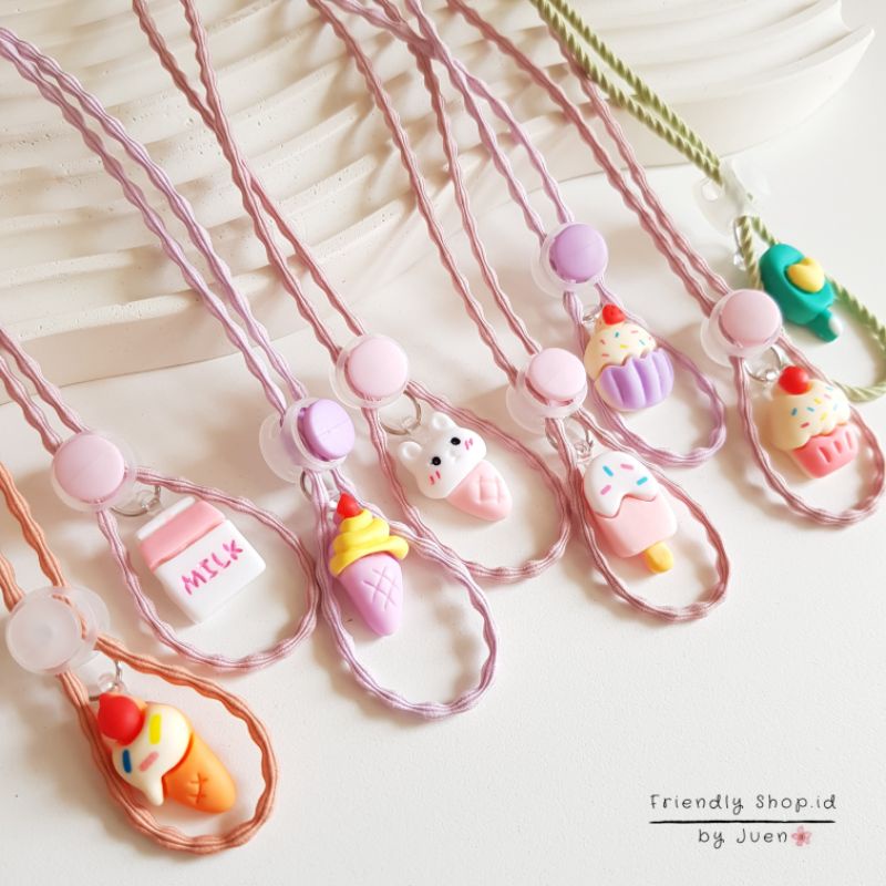 STRAP MASKER ANAK PEREMPUAN - DEWASA  2 IN 1 ICE CREAM KODE B / KALUNG MASKER / TALI MASKER / LANYARD MASK STOPER 2IN1