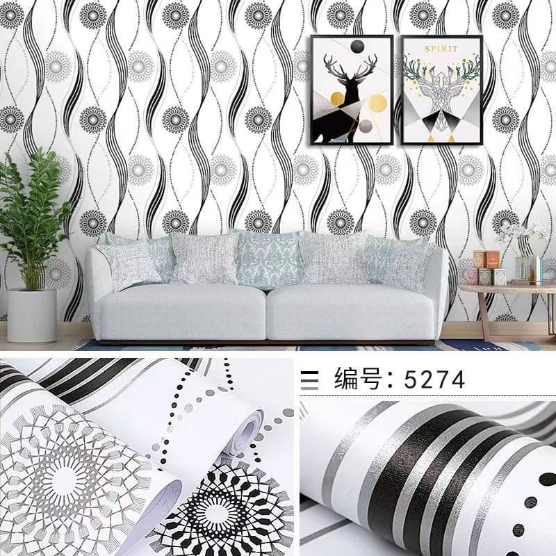 Wallpaper Dinding Salur Ulir Putih  / Wallpaper Sticker Dinding