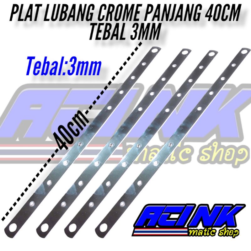 Pengaris lubang besi crome/panel plat lubang besi crome/panel knalpot lubang besi crome panjang 40cm tebal 3mm