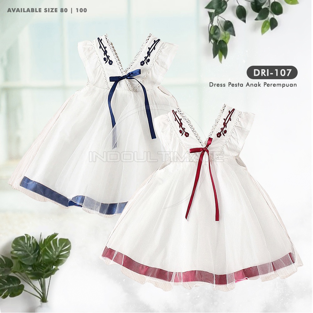 Dress Casual Pesta Anak Perempuan DRI-107 Cewek Import Premium Setelan Baju Rok Impor Bayi Balita Perempuan 6 Bulan - 5 Tahun Baju Anak Perempuan Baju Bayi Perempuan