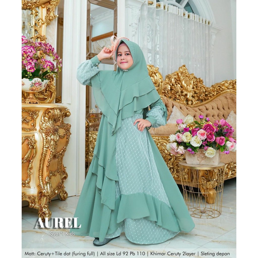 GAMIS ANAK SYARI AUREL KIDS SET DENGAN KHIMAR