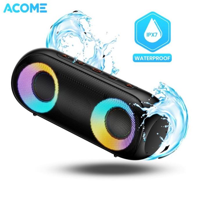 ACOME Super Bass Speaker Bluetooth 5.0 20W IPX7 RGB Rave Party A20