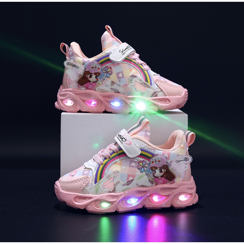 babyfit FLORSCENT RIO sepatu lampu anak perempuan led shoes import gs-0120