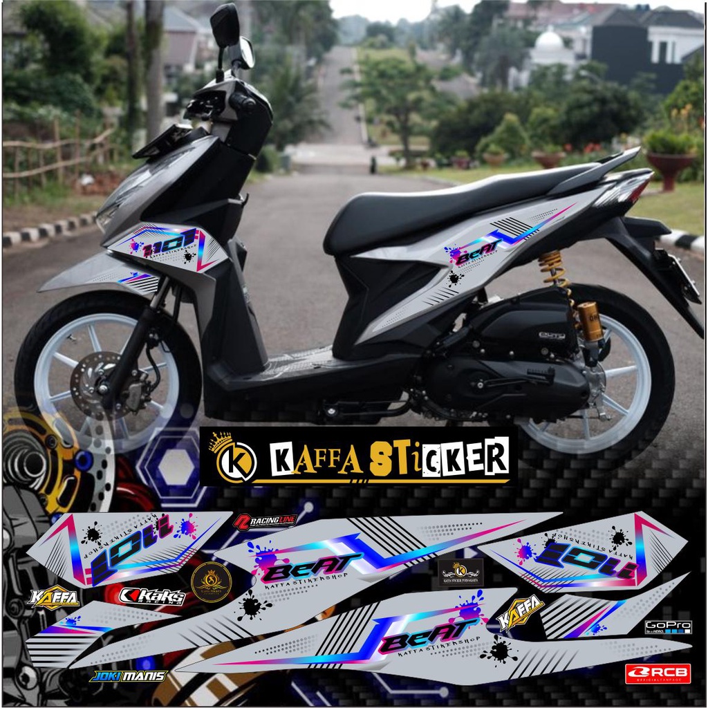 VARIASI POLET MOTIF STICKER STRIPING VARIASI BEAT DELUXE BEAT NEW LIST SILVER RACING
