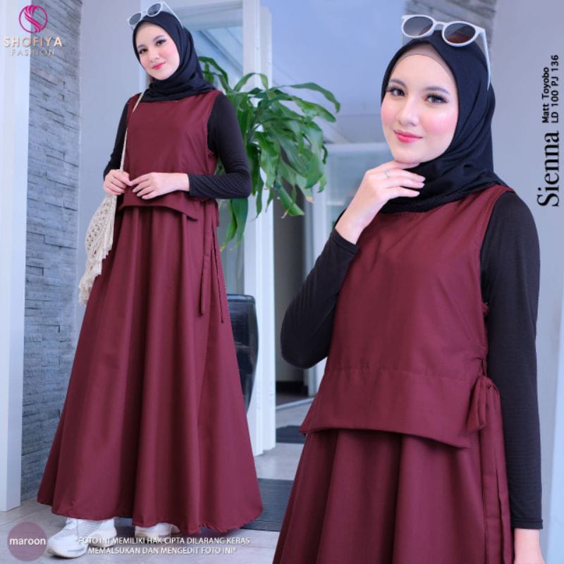 Setelan Wanita Terbaru Sienna Set Rok Panjang Baju Setelan Wanita Kekinian Fashion Muslim One Set Jumbo Bahan Toyobo