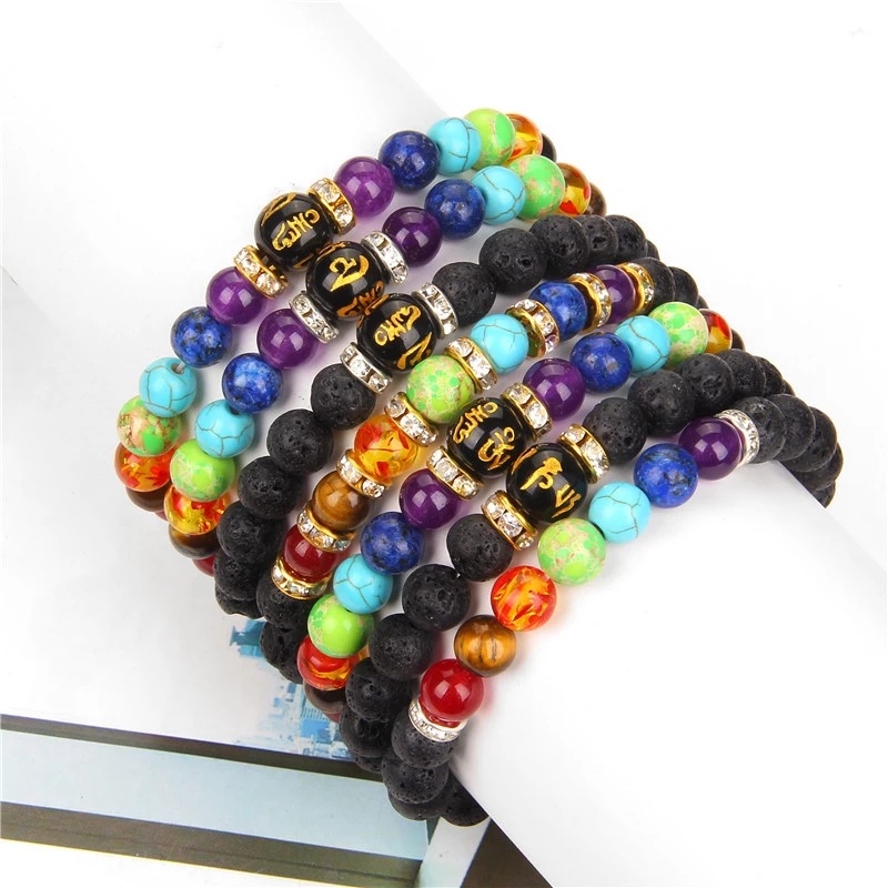 Fashion Seven Chakra Healing Yoga Bracelet/Gelang Yoga Rantai Tali Dikepang