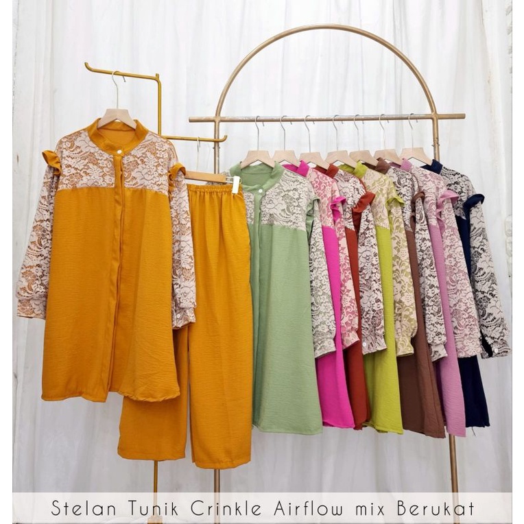 ANISSA SET CRINKLE BROKAT POLOS TERBARU LD 110 // ANISSA SETELAN CRINKLE POLOS KOMBI BROKAT // ANISSA ONE SET BROKAT POLOS TERBARU // ANISSA SETELAN CRINKLE WANITA KEKINIAN// BISA COD