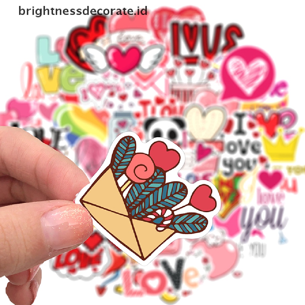 [Birth] 50pcs Stiker Cinta Untuk Notebook Laptop Stiker Pink Vintage Valene's Day [ID]