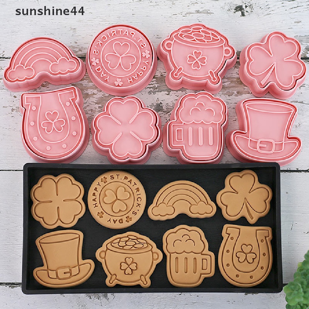 Sunshine 8Pcs/set 3D St. Patrick's Day Cookie Cutters Biscuit Mold Cetakan Kue Kering Stamp Party Decor Baking Tools.