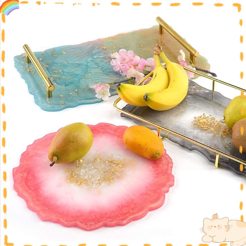 Solighter Cetakan Piring Buah Cetakan Resin Tidak Teratur DIY Resin Tea Tray