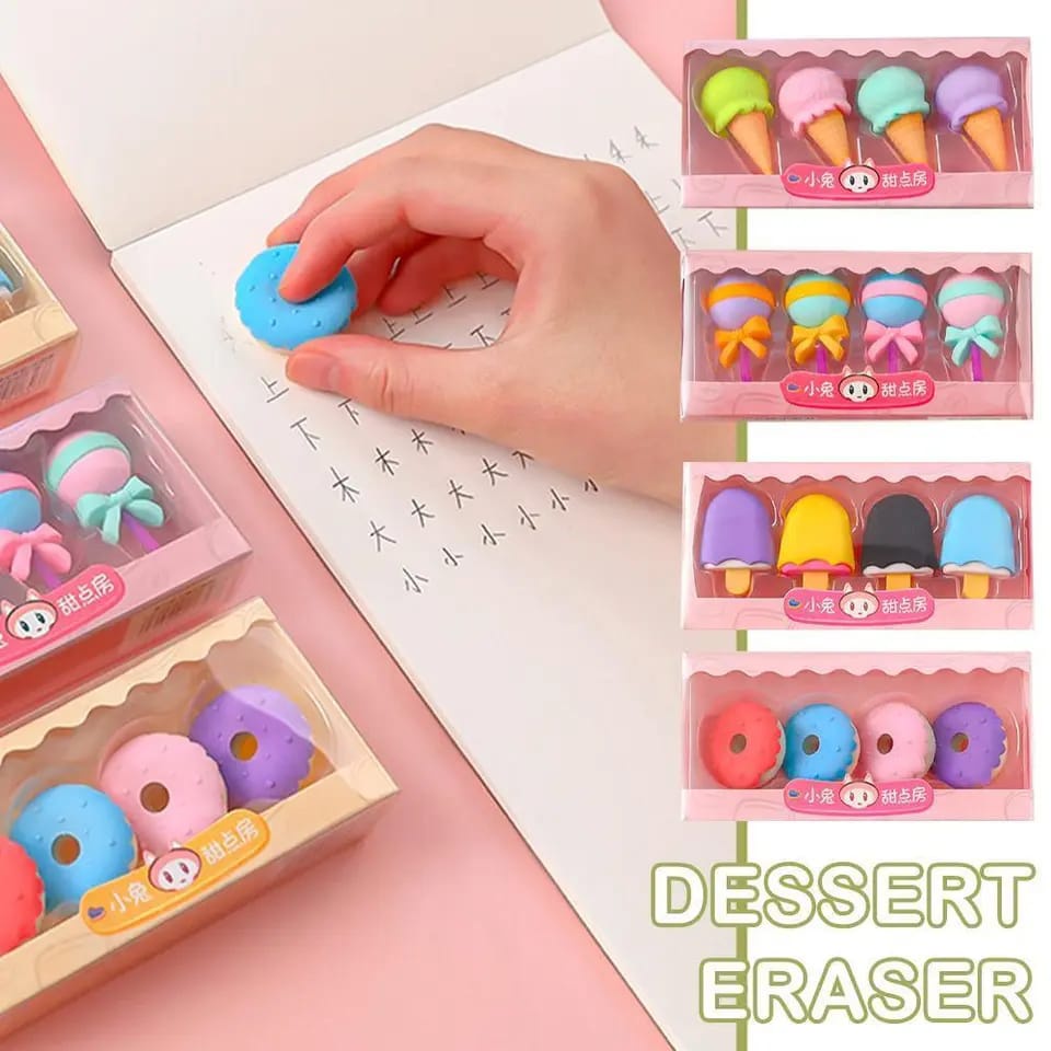 

4 in 1 Set Penghapus Pensil Buku Lucu Karakter Unik Alat Sekolah Anak