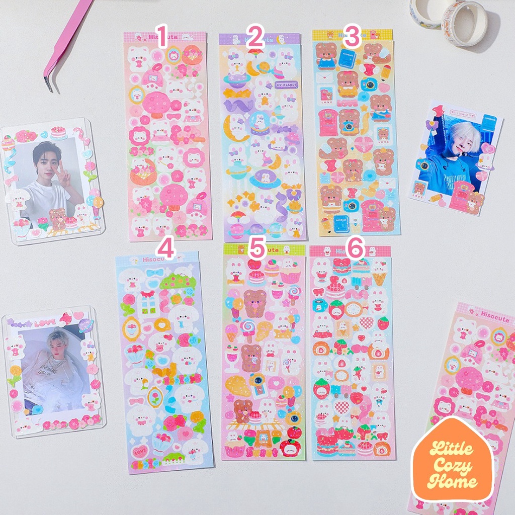 Korean Sticker Sheet / Cute Cartoon Animals Roll Deco Stickers / Stiker Gulung Kertas Motif ala Korea Lucu Unik Murah Dekorasi Alat Tulis Kado Anak Perempuan