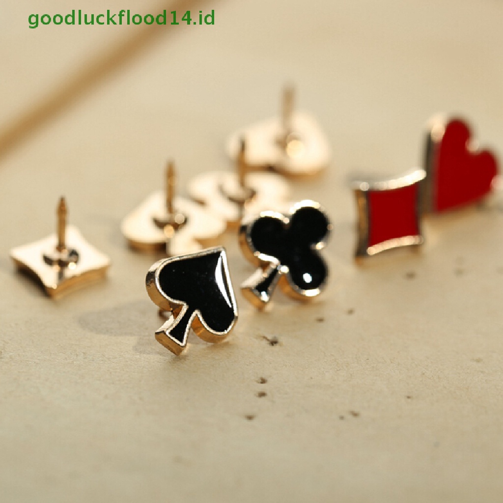 [GOOGFOUR] 4 Pcs Kartun Poker Kerah Pin Pakaian Bros Ransel Kerah Lencana Perhiasan [TOP]