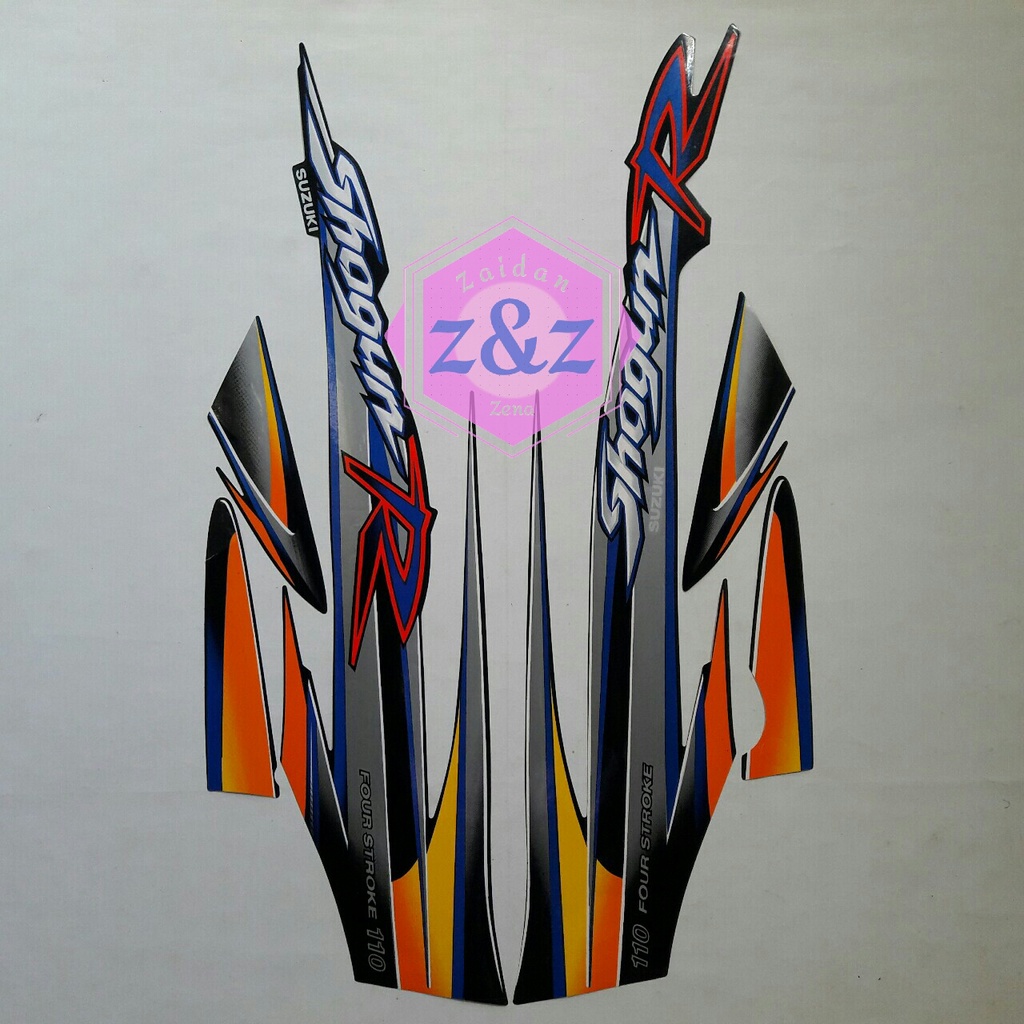 STIKER STRIPING LIS LES BODY MOTOR SUZUKI SHOGUN 110R TAHUN 2001 WARNA FULL HITAM 1SET STANDAR